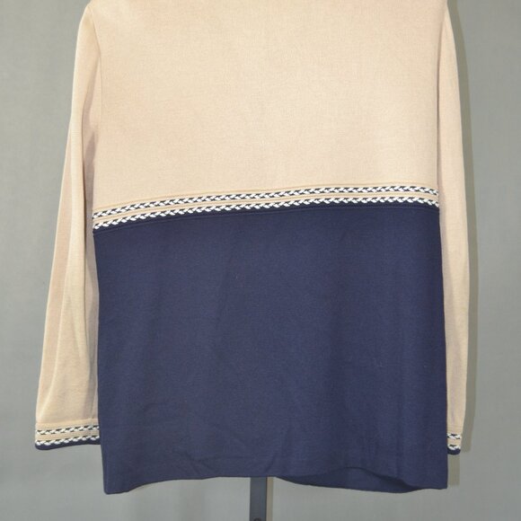 ST John Collection By Marie Gray Navy Blue and Tan Sweater size 16 - Picture 7 of 9